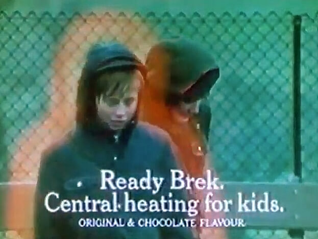 A glowing child and his friend with Ready Brek logo